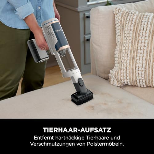 Shark Detect Clean Akku-Staubsauger, 60 Min Laufzeit, starke Saugkraft, DirtDetect, 2L Selbstentleerung, Anti-Hair-Wrap, Fugenaufsatz, Weiß.