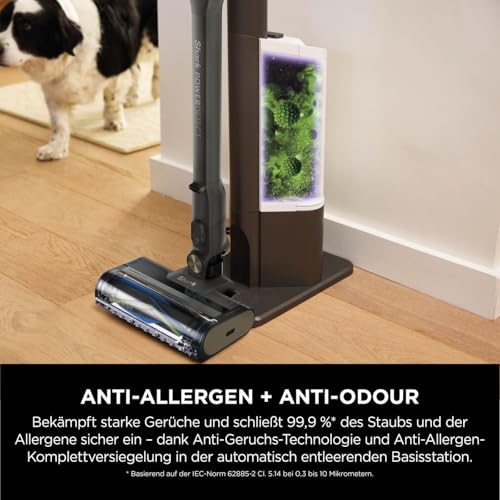 Shark Detect Clean Akku-Staubsauger, 60 Min Laufzeit, starke Saugkraft, DirtDetect, 2L Selbstentleerung, Anti-Hair-Wrap, Fugenaufsatz, Weiß.