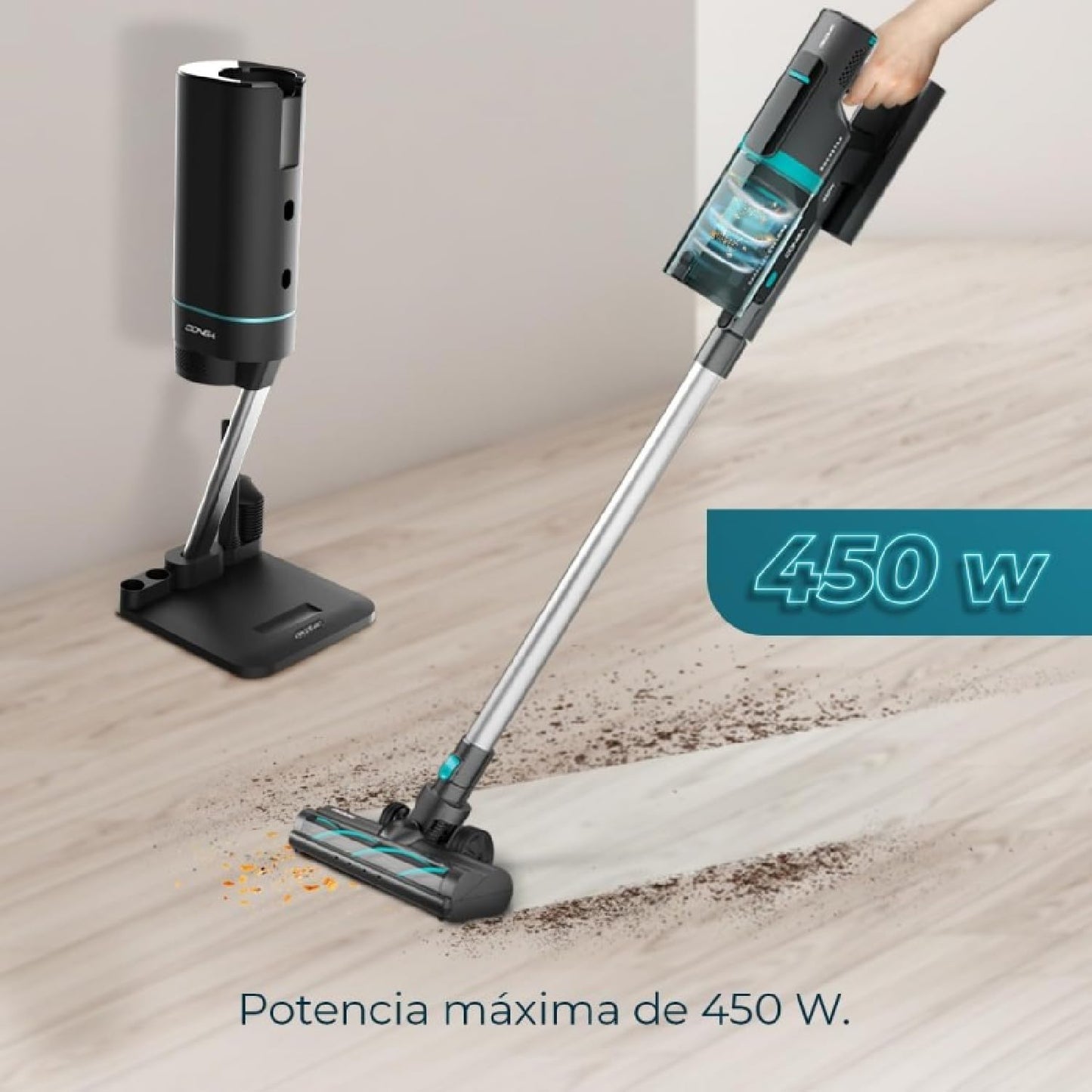 Cecotec Conga Rockstar 11500, 800W, 300AW, 110 Min, KI, App, Auto-Entleerung, Flex-Rohr & Zubehör, kabelloser Staubsauger.