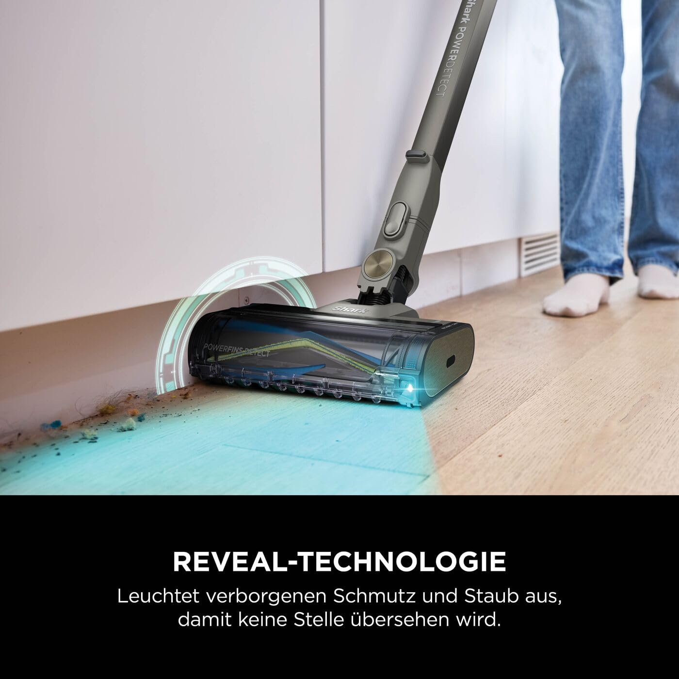 Shark Detect Clean Akku-Staubsauger, 60 Min Laufzeit, starke Saugkraft, DirtDetect, 2L Selbstentleerung, Anti-Hair-Wrap, Fugenaufsatz, Weiß.