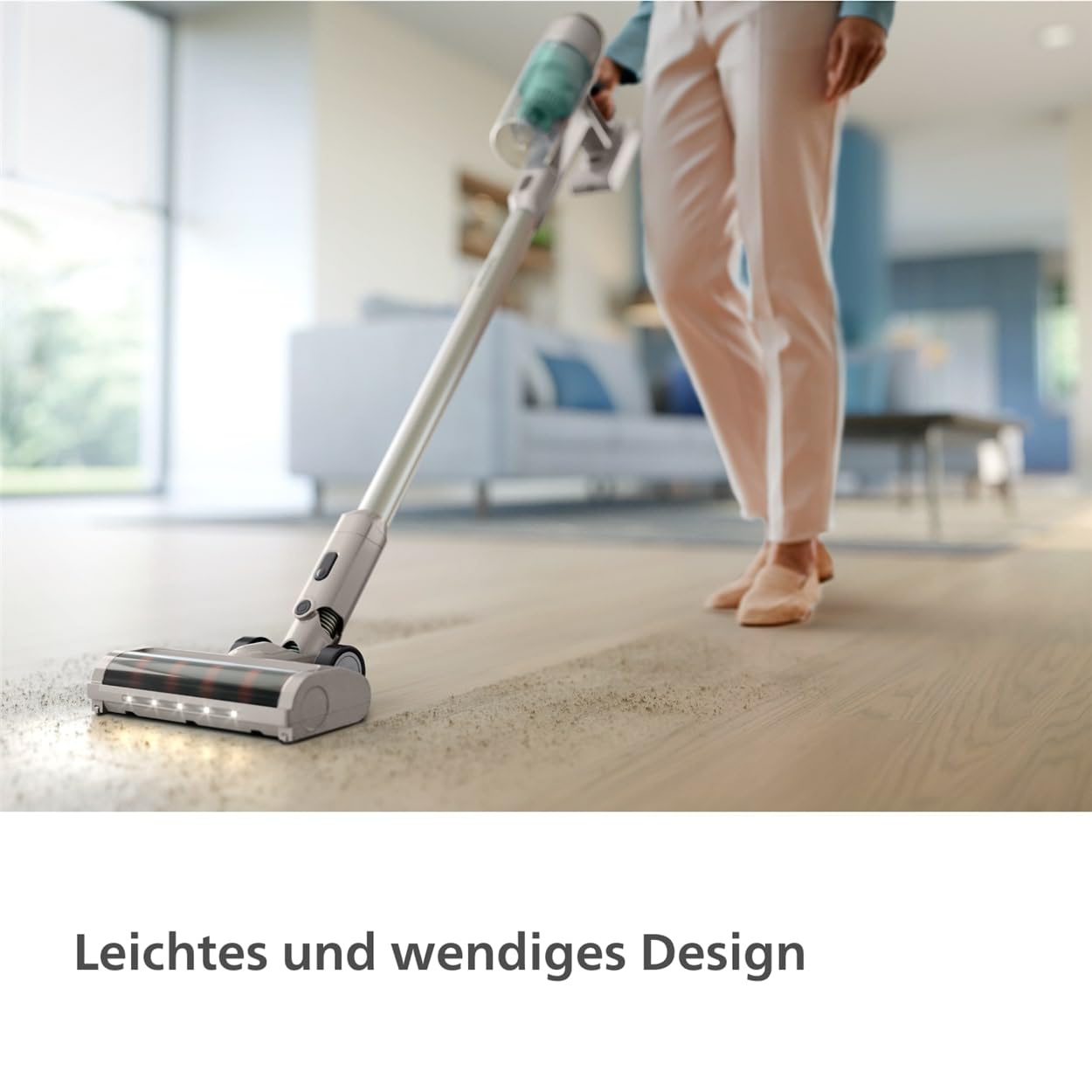 Philips Serie 3000 Akku-Staubsauger, 60 Min Laufzeit, LED-Düse, starker Saugkraft, inkl. Fugen- & Kombidüse, austauschbarer Akku (XC3032/01).