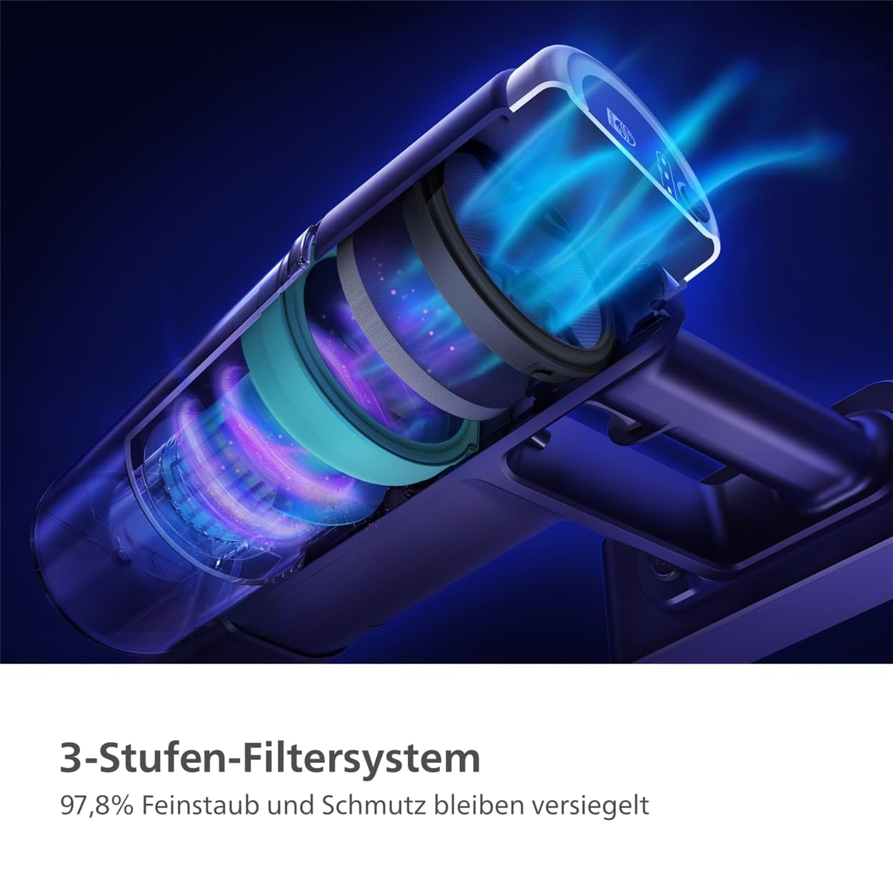 Philips Serie 3000 Akku-Staubsauger, 60 Min Laufzeit, LED-Düse, starker Saugkraft, inkl. Fugen- & Kombidüse, austauschbarer Akku (XC3032/01).