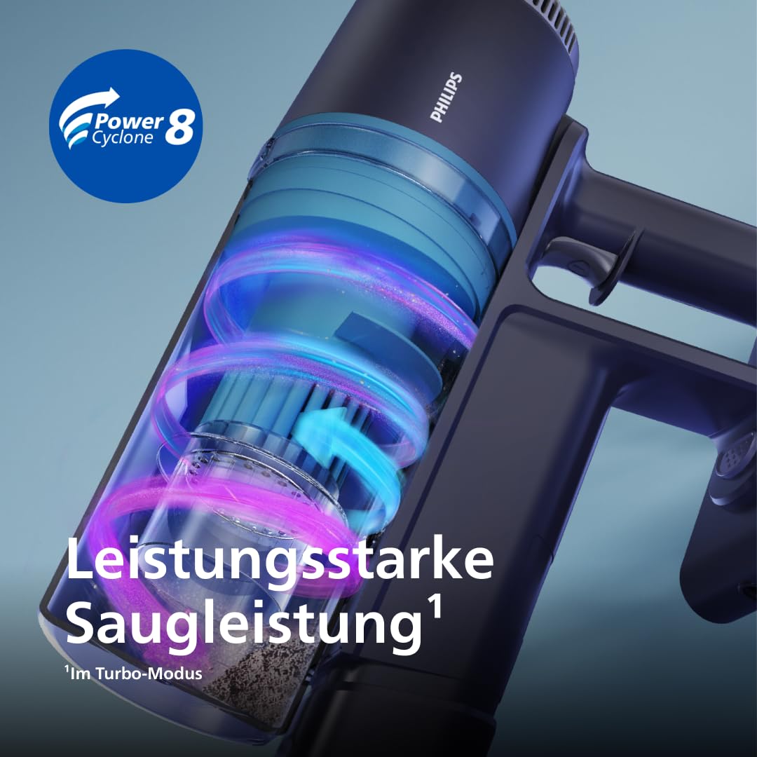 Philips Serie 3000 Akku-Staubsauger, 60 Min Laufzeit, LED-Düse, starker Saugkraft, inkl. Fugen- & Kombidüse, austauschbarer Akku (XC3032/01).