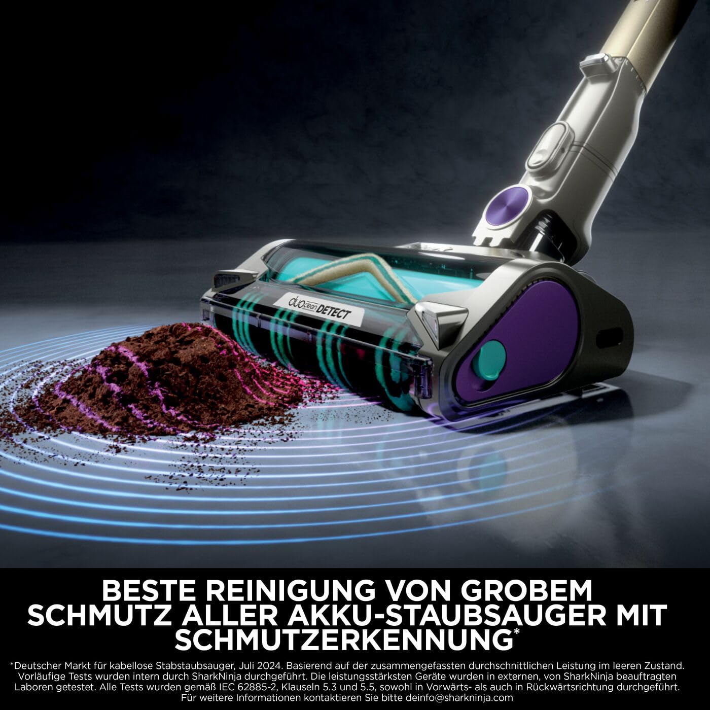 Shark Detect Clean Akku-Staubsauger, 60 Min Laufzeit, starke Saugkraft, DirtDetect, 2L Selbstentleerung, Anti-Hair-Wrap, Fugenaufsatz, Weiß.