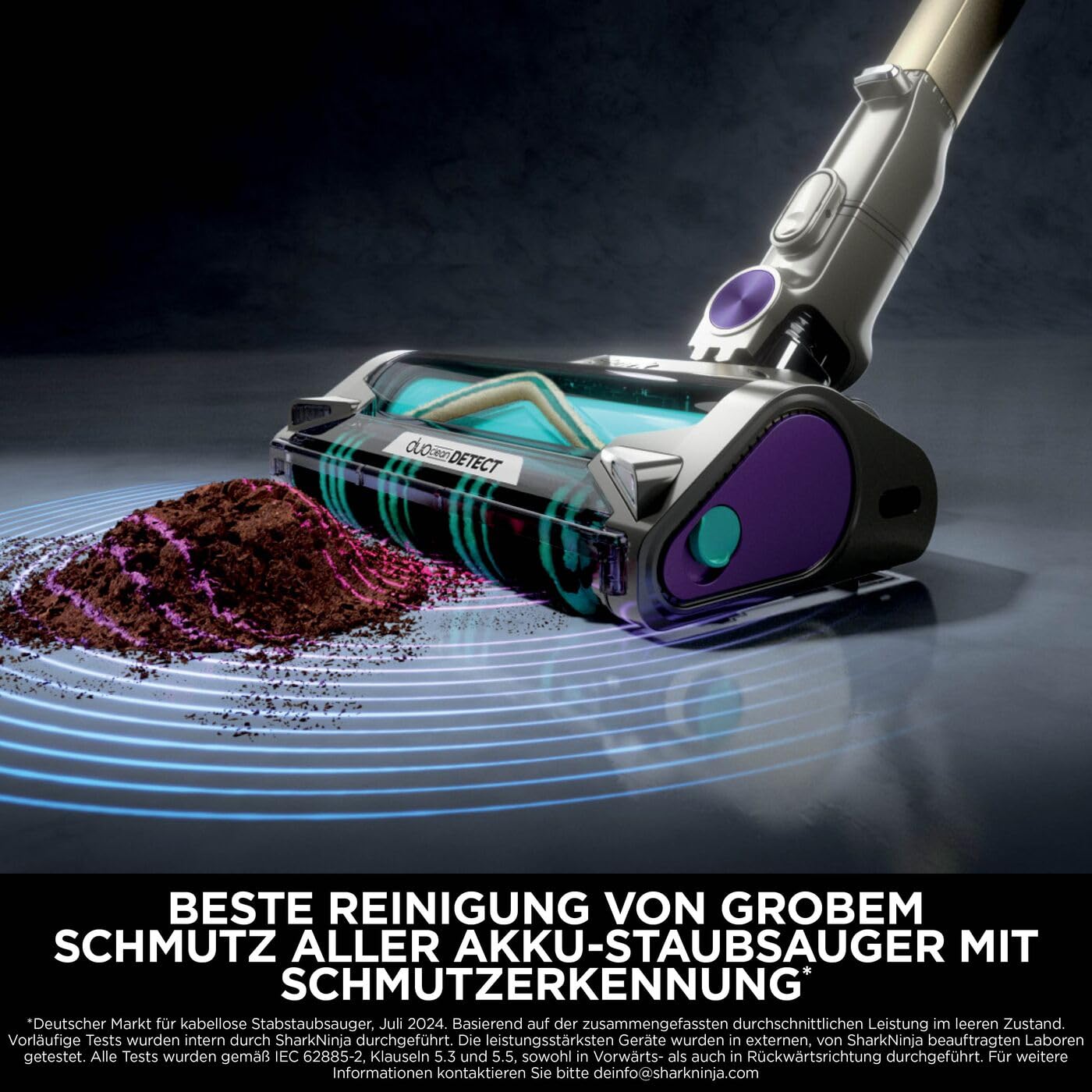 Shark Detect Clean Akku-Staubsauger, 60 Min Laufzeit, starke Saugkraft, DirtDetect, 2L Selbstentleerung, Anti-Hair-Wrap, Fugenaufsatz, Weiß.