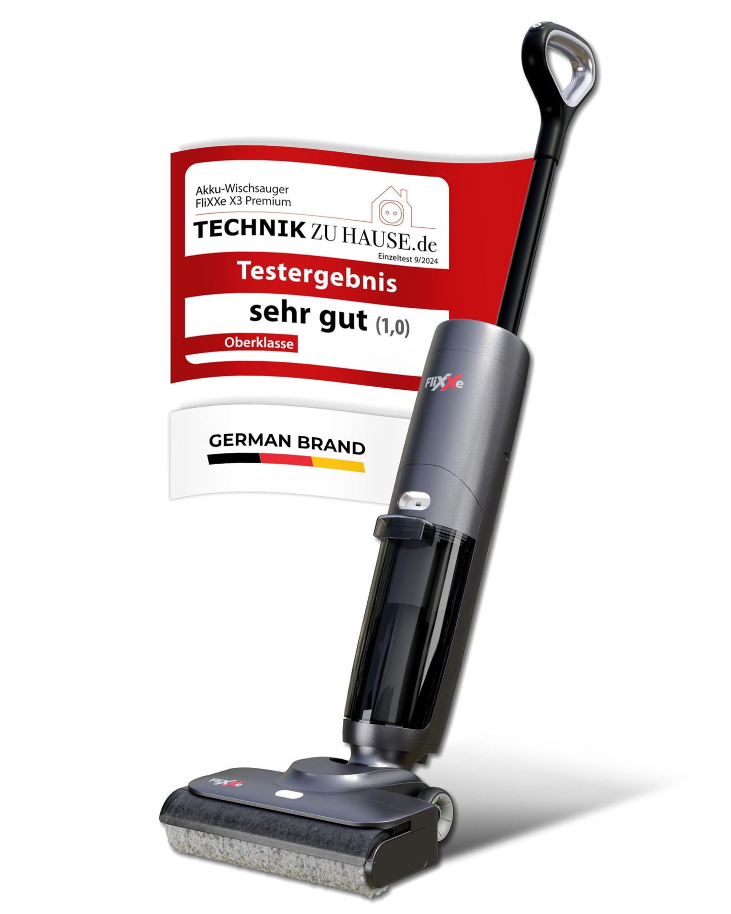 Flixxe X3 2-in-1 Nass-/Trockensauger, kabellos, 200W, 40 Min Laufzeit, LED-Display, Selbstreinigung, X-Sense, doppelseitige Kantenreinigung.