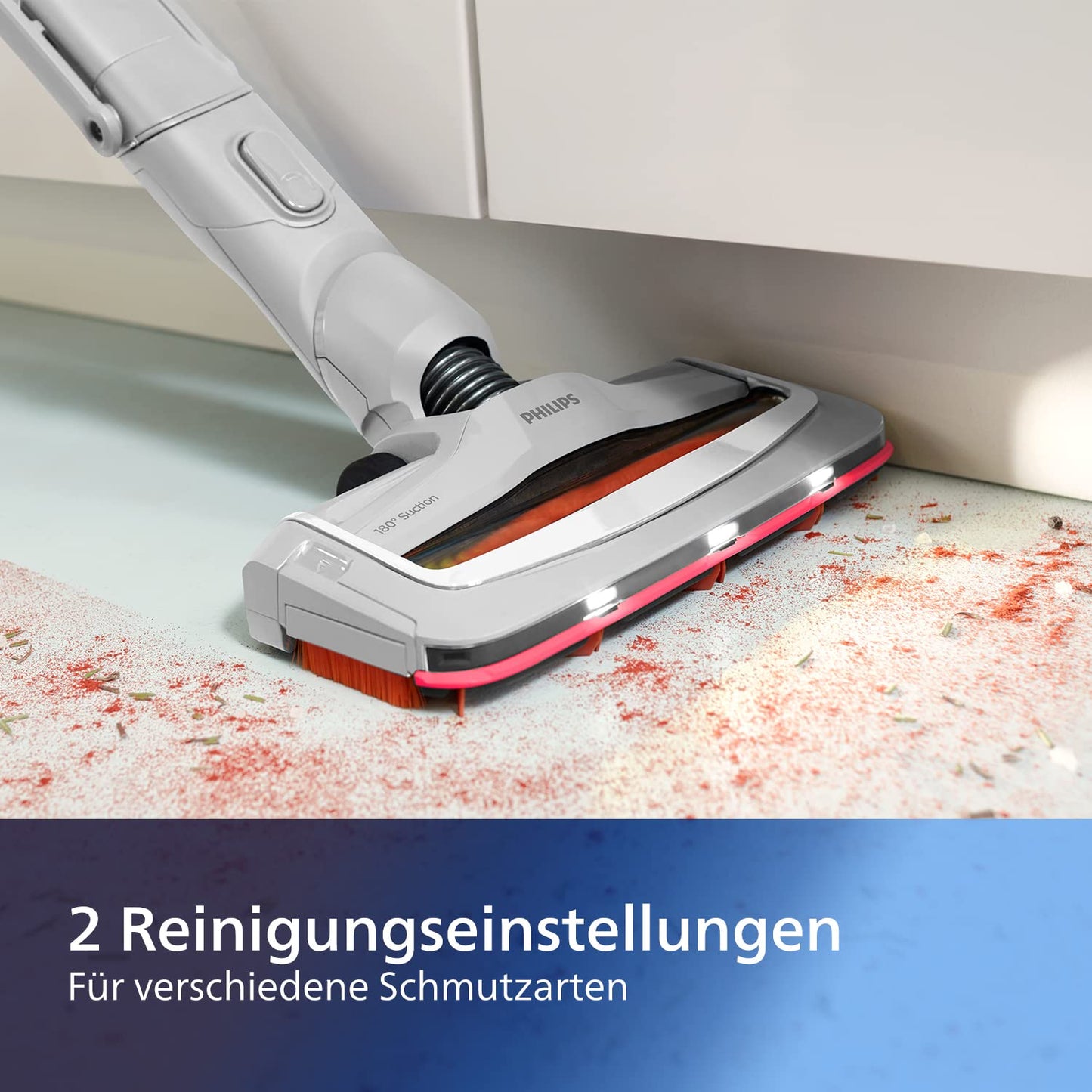 Philips Serie 3000 Akku-Staubsauger, 60 Min Laufzeit, LED-Düse, starker Saugkraft, inkl. Fugen- & Kombidüse, austauschbarer Akku (XC3032/01).