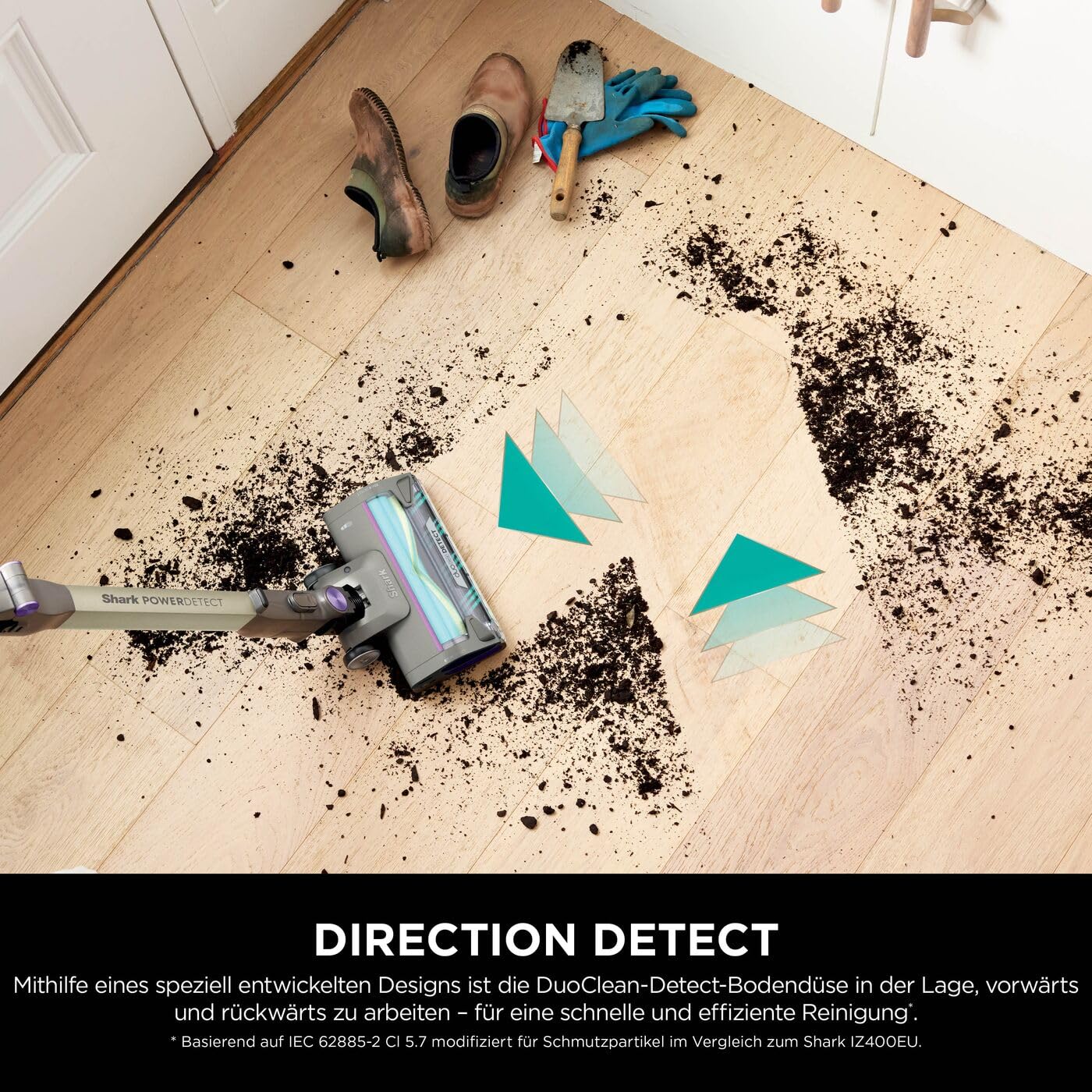 Shark Detect Clean Akku-Staubsauger, 60 Min Laufzeit, starke Saugkraft, DirtDetect, 2L Selbstentleerung, Anti-Hair-Wrap, Fugenaufsatz, Weiß.