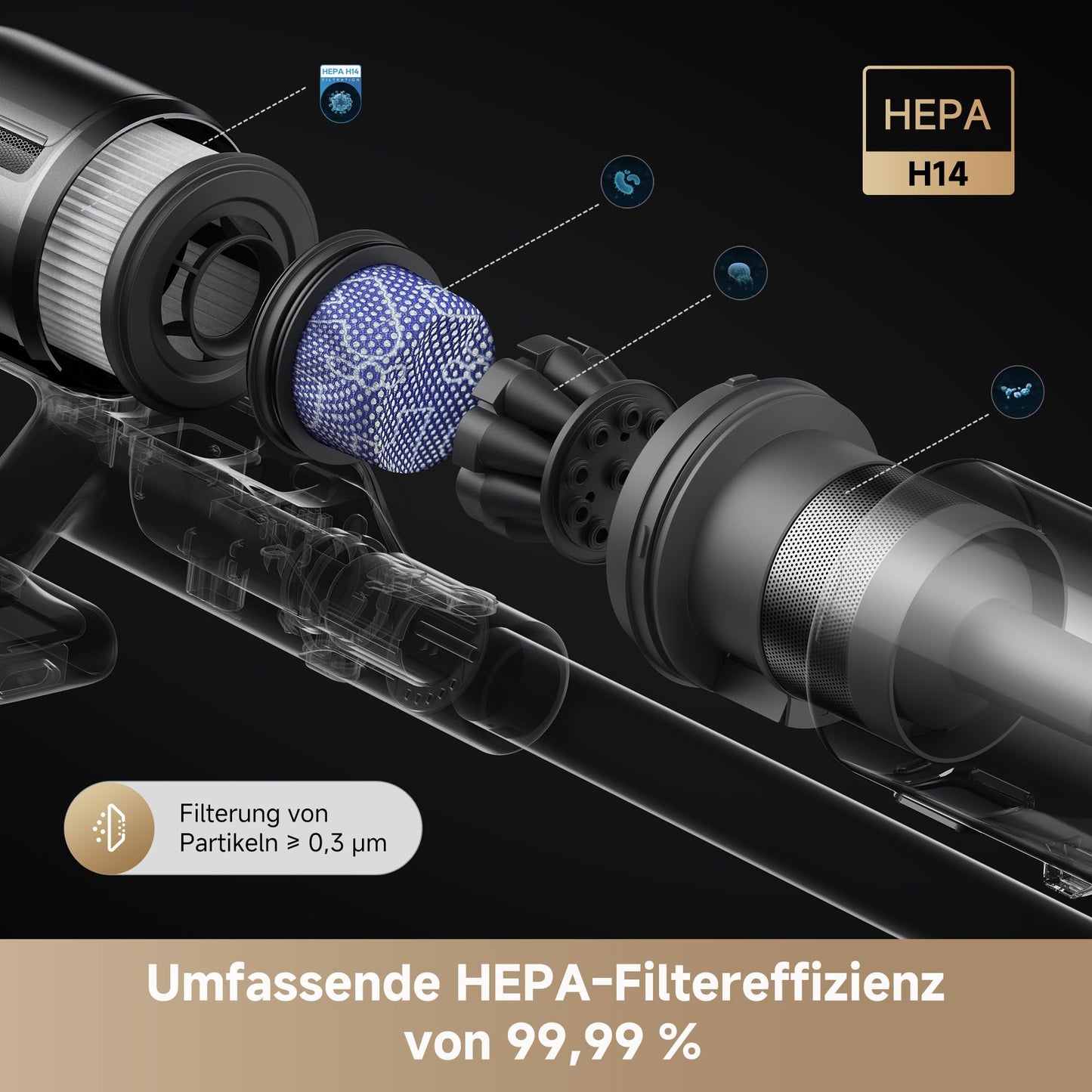 Dreame Z10 Akku-Staubsauger, 210AW, 90 Min Laufzeit, H14-HEPA 99,99%, Staubsicht-Tech, Auto-Erkennung & Saugkraft-Anpassung.