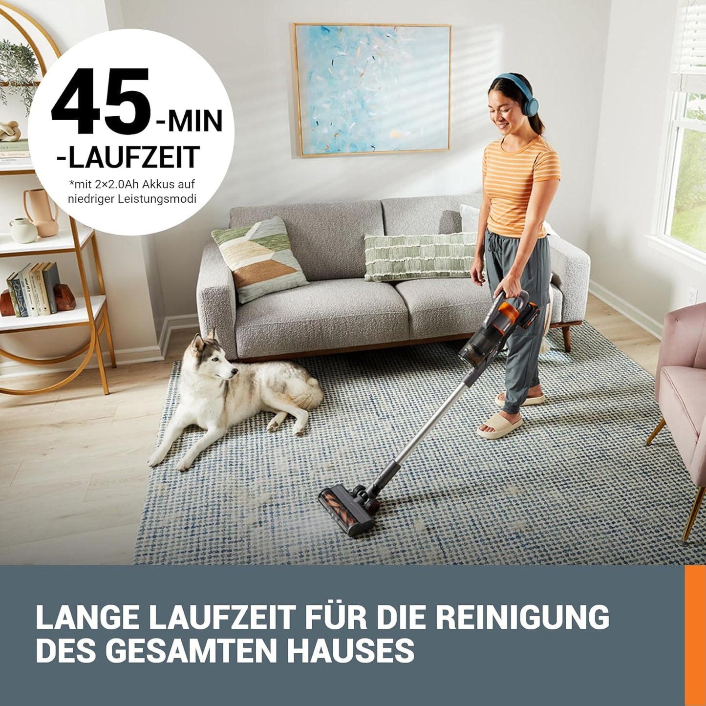 WORX 20 V Akku-Staubsauger WX038, 25 kPa, kabellos, 45 Min Laufzeit, leicht, für Tierhaare, Teppich & Auto, inkl. 2 Akkus & Wandhalter