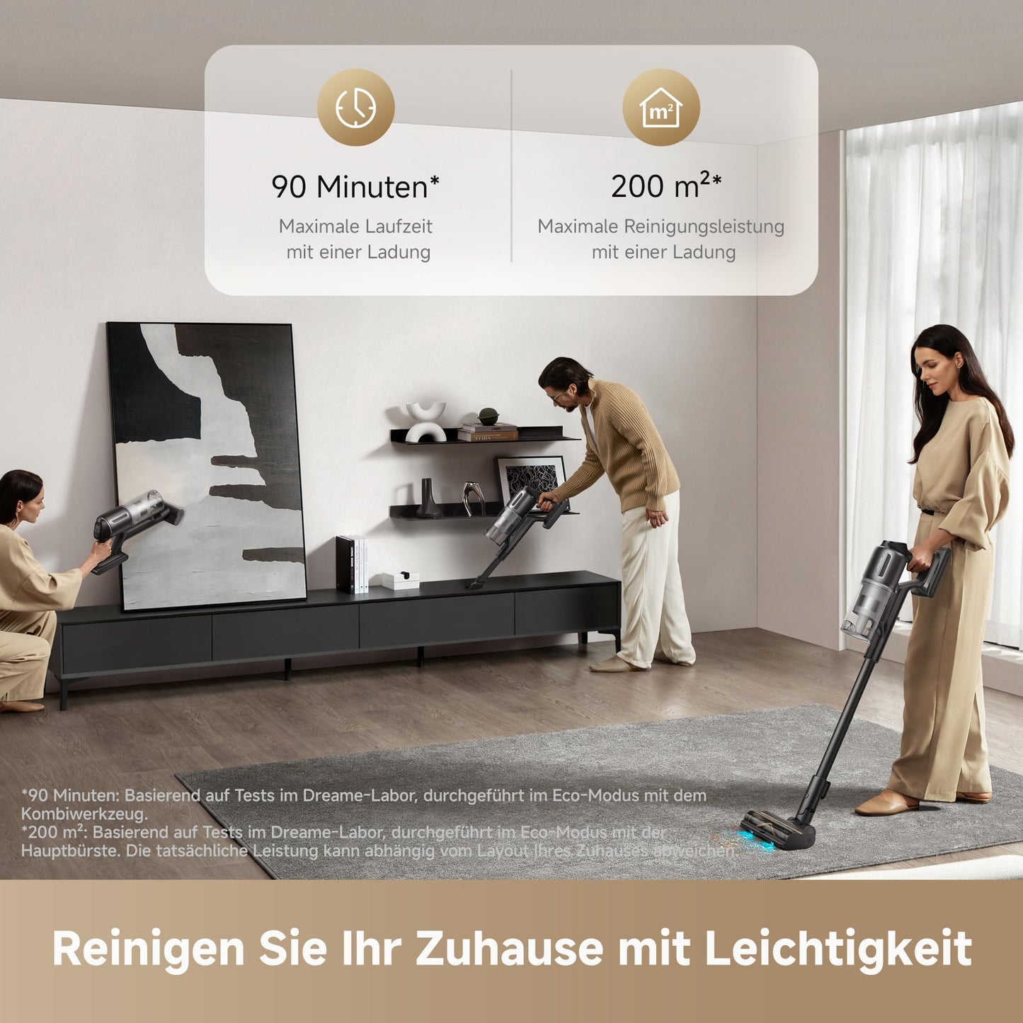Dreame Z10 Akku-Staubsauger, 210AW, 90 Min Laufzeit, H14-HEPA 99,99%, Staubsicht-Tech, Auto-Erkennung & Saugkraft-Anpassung.