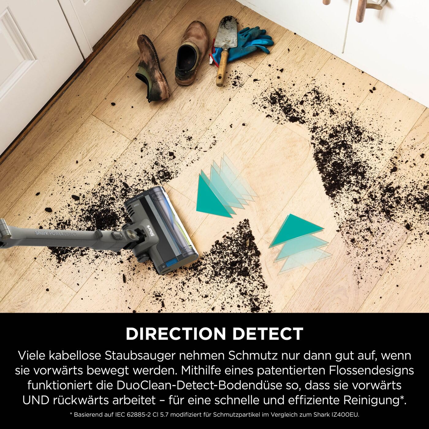 Shark Detect Clean Akku-Staubsauger, 60 Min Laufzeit, starke Saugkraft, DirtDetect, 2L Selbstentleerung, Anti-Hair-Wrap, Fugenaufsatz, Weiß.