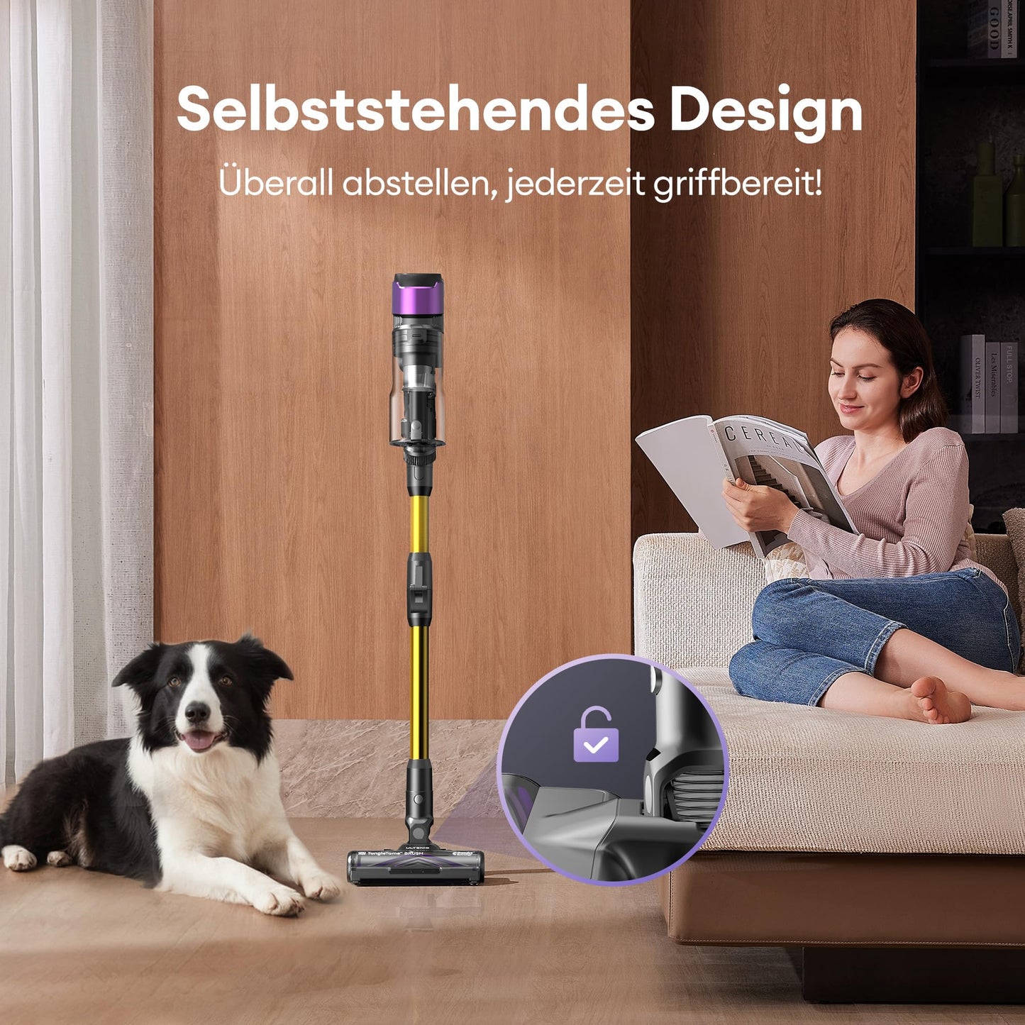 Ultenic U20 Akku-Staubsauger, 55.000 Pa/600 W, 60 Min, Anti-Tangle-Bürste, GreenEye, flexibles Gelenk, selbststehend, Hartböden & Teppiche