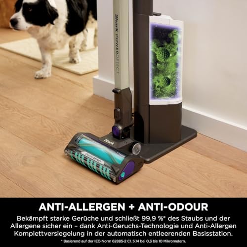 Shark Detect Clean Akku-Staubsauger, 60 Min Laufzeit, starke Saugkraft, DirtDetect, 2L Selbstentleerung, Anti-Hair-Wrap, Fugenaufsatz, Weiß.