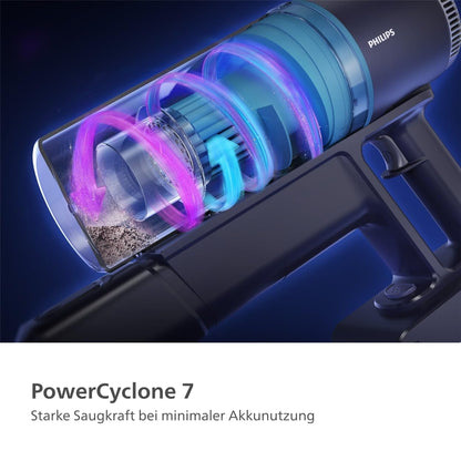 Philips Serie 3000 Akku-Staubsauger, 60 Min Laufzeit, LED-Düse, starker Saugkraft, inkl. Fugen- & Kombidüse, austauschbarer Akku (XC3032/01).