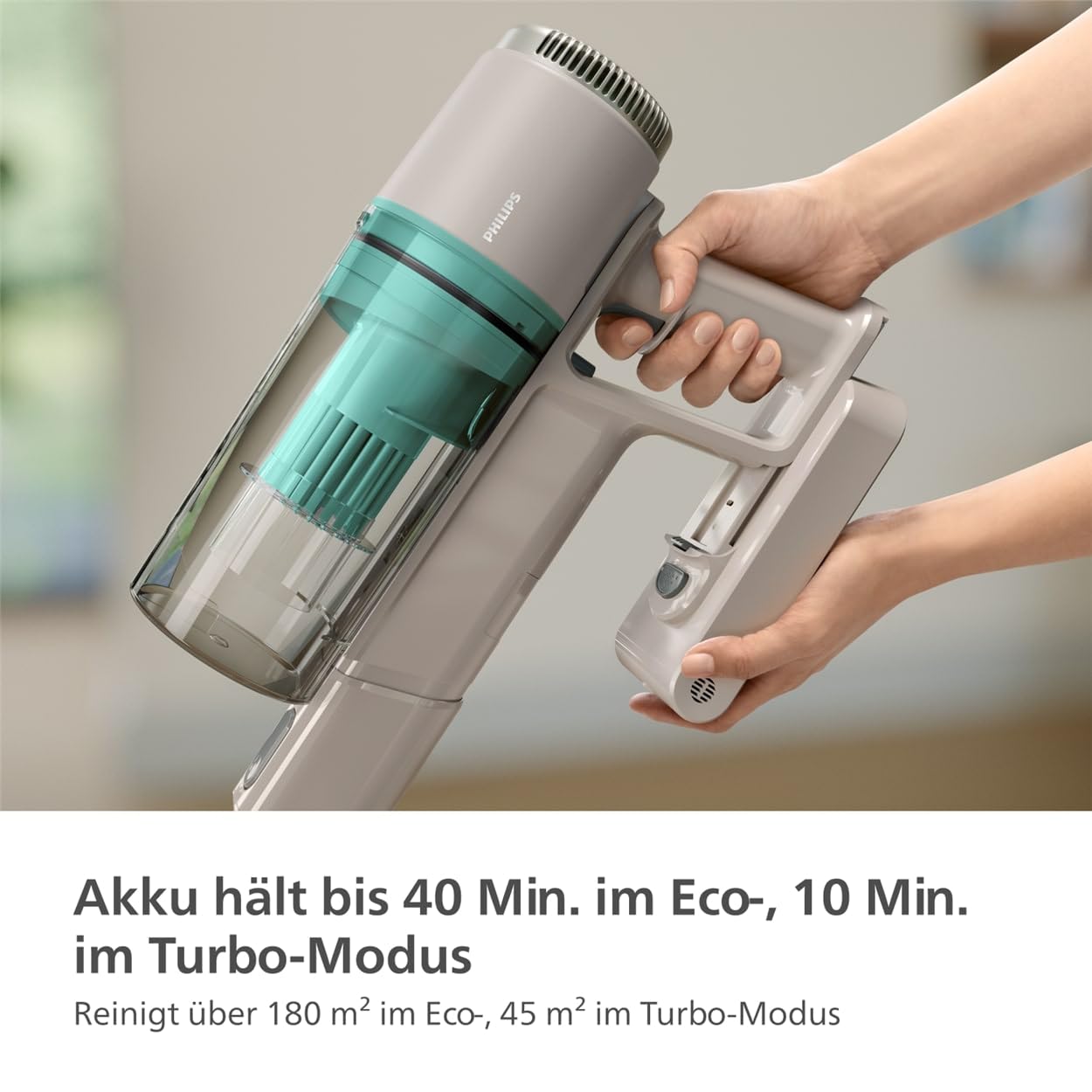 Philips Serie 3000 Akku-Staubsauger, 60 Min Laufzeit, LED-Düse, starker Saugkraft, inkl. Fugen- & Kombidüse, austauschbarer Akku (XC3032/01).