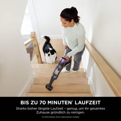 Shark Detect Clean Akku-Staubsauger, 60 Min Laufzeit, starke Saugkraft, DirtDetect, 2L Selbstentleerung, Anti-Hair-Wrap, Fugenaufsatz, Weiß.