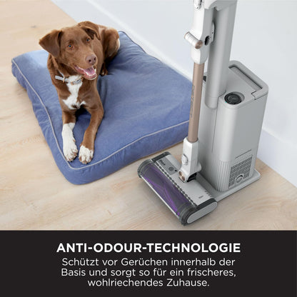 Shark Detect Clean Akku-Staubsauger, 60 Min Laufzeit, starke Saugkraft, DirtDetect, 2L Selbstentleerung, Anti-Hair-Wrap, Fugenaufsatz, Weiß.