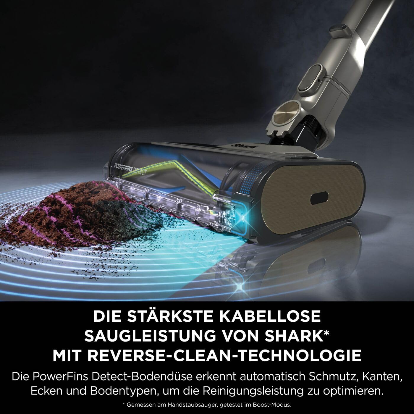 Shark Detect Clean Akku-Staubsauger, 60 Min Laufzeit, starke Saugkraft, DirtDetect, 2L Selbstentleerung, Anti-Hair-Wrap, Fugenaufsatz, Weiß.