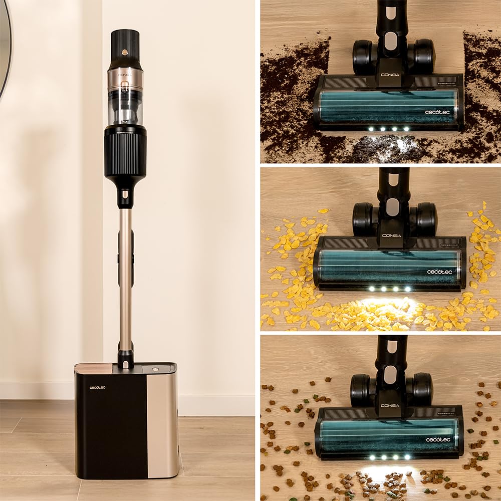 Cecotec Conga Rockstar 11500, 800W, 300AW, 110 Min, KI, App, Auto-Entleerung, Flex-Rohr & Zubehör, kabelloser Staubsauger.