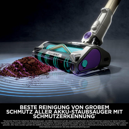 Shark Detect Clean Akku-Staubsauger, 60 Min Laufzeit, starke Saugkraft, DirtDetect, 2L Selbstentleerung, Anti-Hair-Wrap, Fugenaufsatz, Weiß.