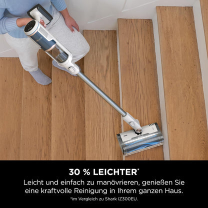 Shark Detect Clean Akku-Staubsauger, 60 Min Laufzeit, starke Saugkraft, DirtDetect, 2L Selbstentleerung, Anti-Hair-Wrap, Fugenaufsatz, Weiß.