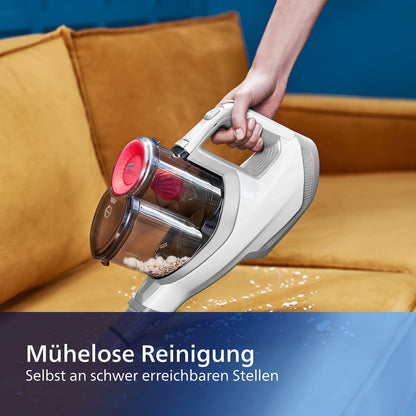 Philips Serie 3000 Akku-Staubsauger, 60 Min Laufzeit, LED-Düse, starker Saugkraft, inkl. Fugen- & Kombidüse, austauschbarer Akku (XC3032/01).