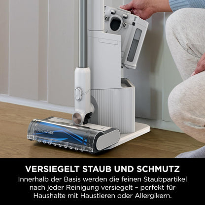 Shark Detect Clean Akku-Staubsauger, 60 Min Laufzeit, starke Saugkraft, DirtDetect, 2L Selbstentleerung, Anti-Hair-Wrap, Fugenaufsatz, Weiß.