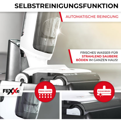Flixxe X3 2-in-1 Nass-/Trockensauger, kabellos, 200W, 40 Min Laufzeit, LED-Display, Selbstreinigung, X-Sense, doppelseitige Kantenreinigung.